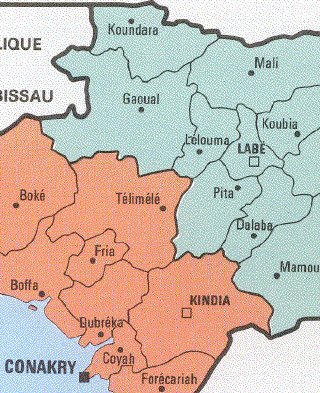 La Guinée Maritime au sud et la Moyenne Guinée au nord